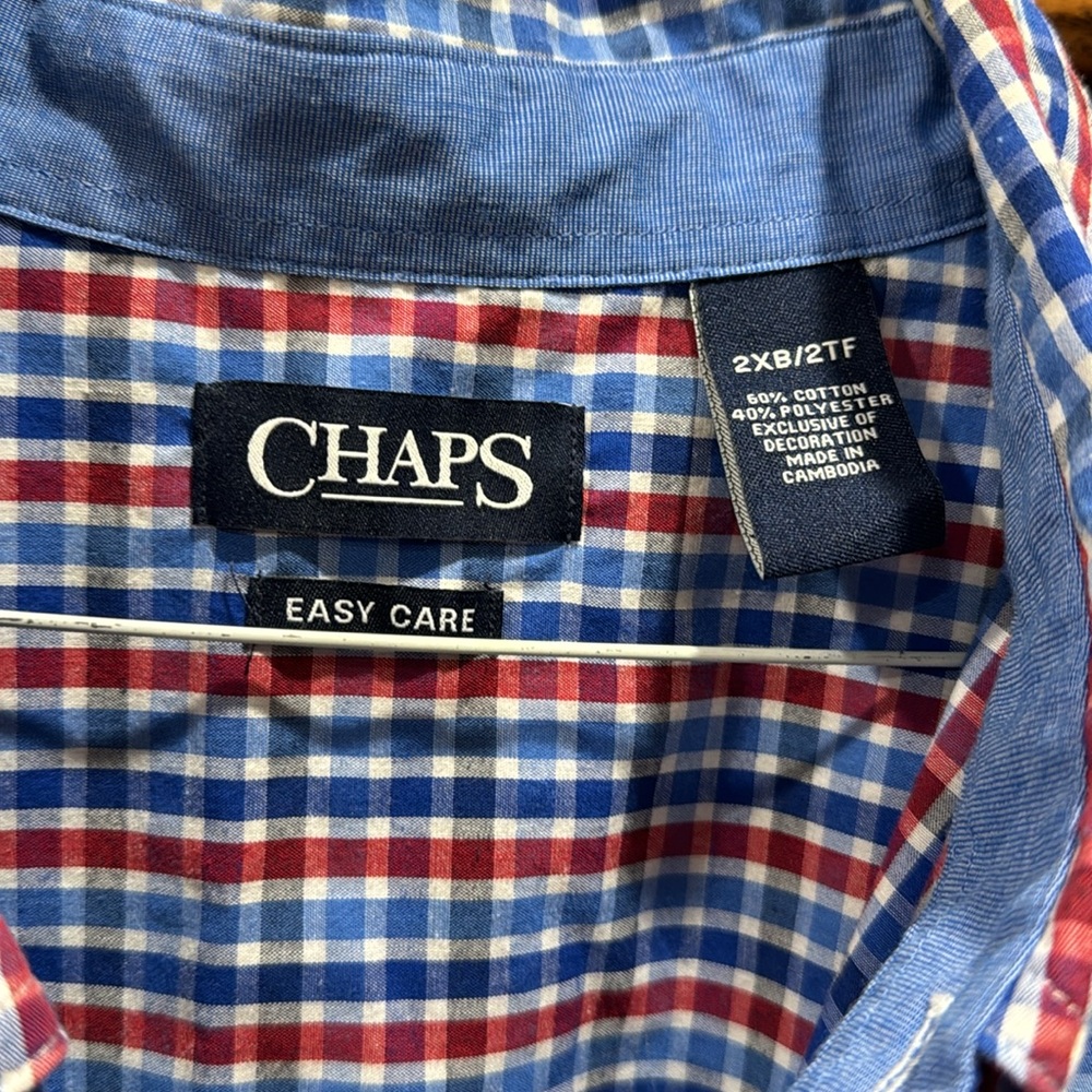 Chaps Button Down Red & Blue 2XB - Picture 3 of 5